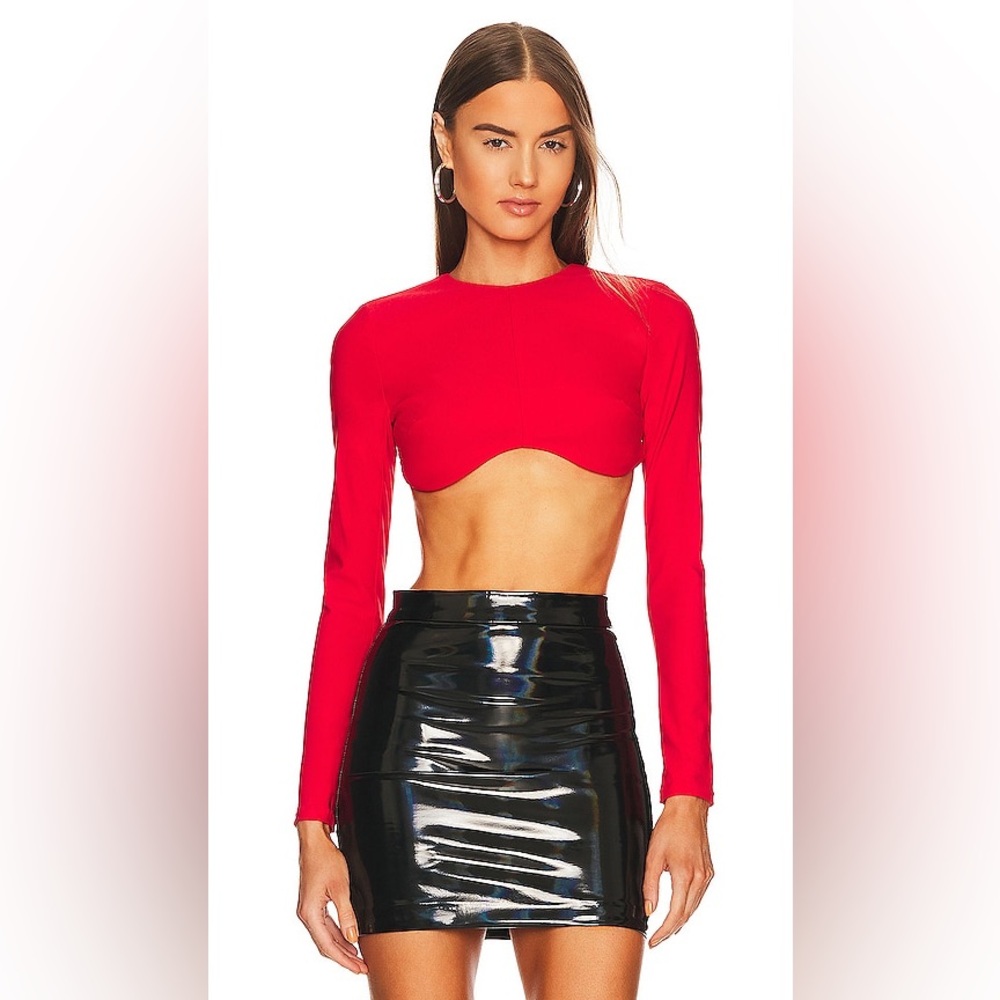 NWT Red Long Sleeve Crop Top